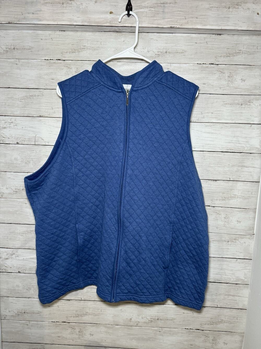 Cathy Daniels Women's Lightweight Zip-Up Blue Quilted Vest Plus Size 2X EUC